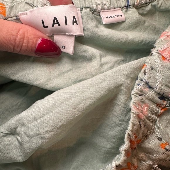 Anthropologie Floral Off-Shoulder Blouse in Blue and Orange - Picture 3 of 5